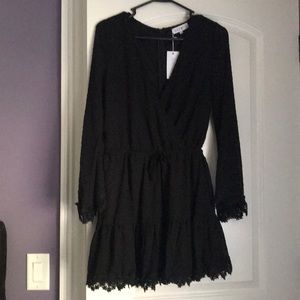 Black ruffled detailed dress